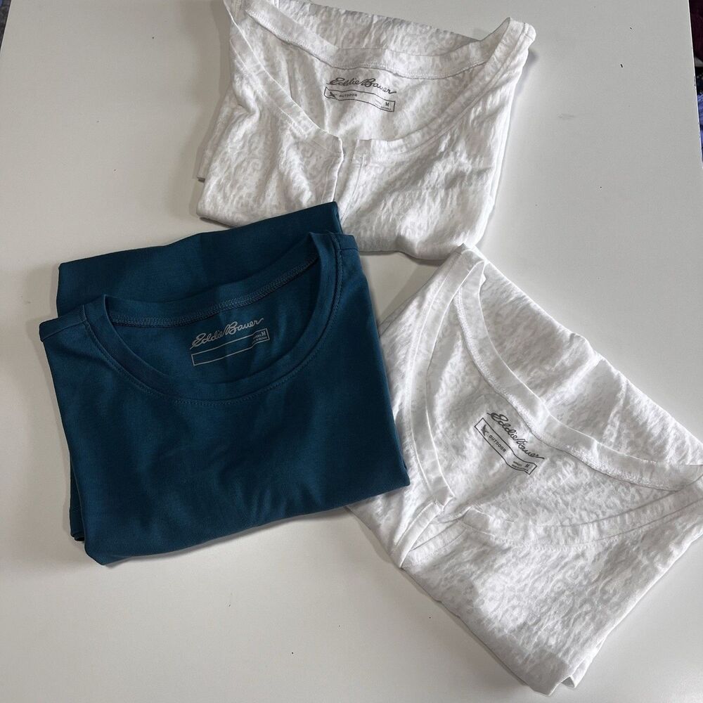 EUC Lot Of 3. EDDIE BAUER  white tank cotton tee sleeveless top/ T-shirt Size M